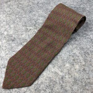 Giorgio Armani Silk Tie Mens Burnt Orange Green Geometric Italy Width 4" L 56"